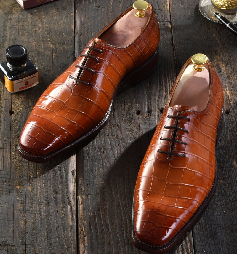 Genuine crocodile leather shoes goodyear welt craft