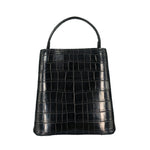 Girls bag black crocodile leather contrast bucket bag