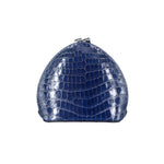 尼羅鱷魚皮革晚禮服包包 手拎包，瑪瑙石拋光藍色