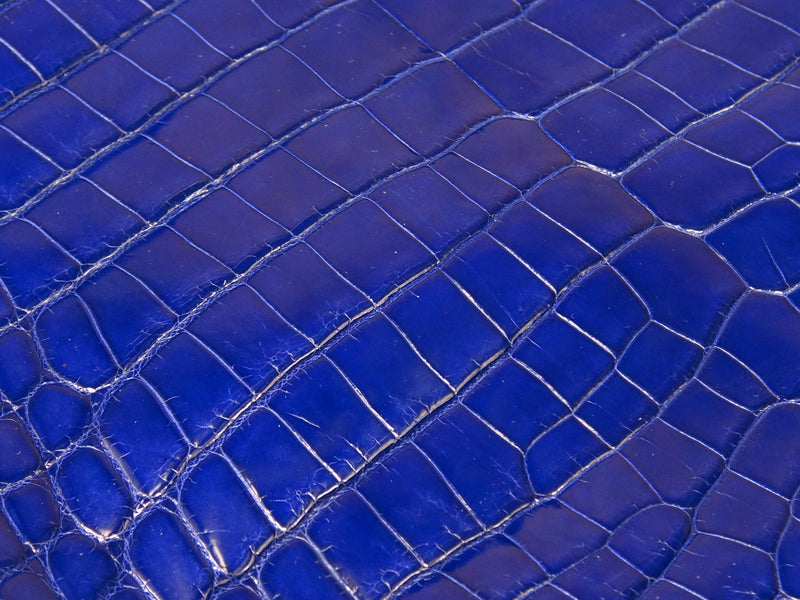 皮革 尼羅鱷魚皮 瑪瑙石拋光 皇室藍色 - FOBO CROCODILE
