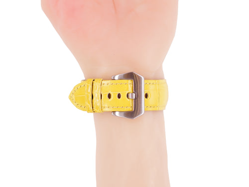 錶帶 尼羅鱷魚皮革 布加迪 星辰 AP代用錶帶 黃色 - FOBO CROCODILE