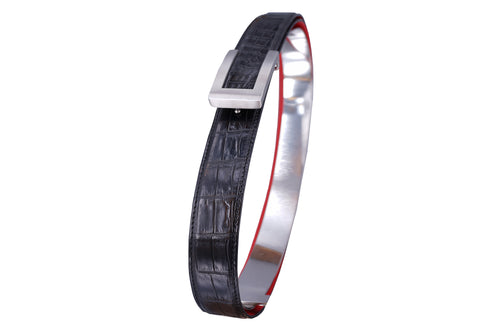 Crocodylus niloticus leather belt black and red