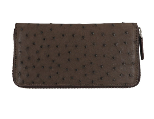 Genuine ostrich leather wallet zipper wallet for men, women