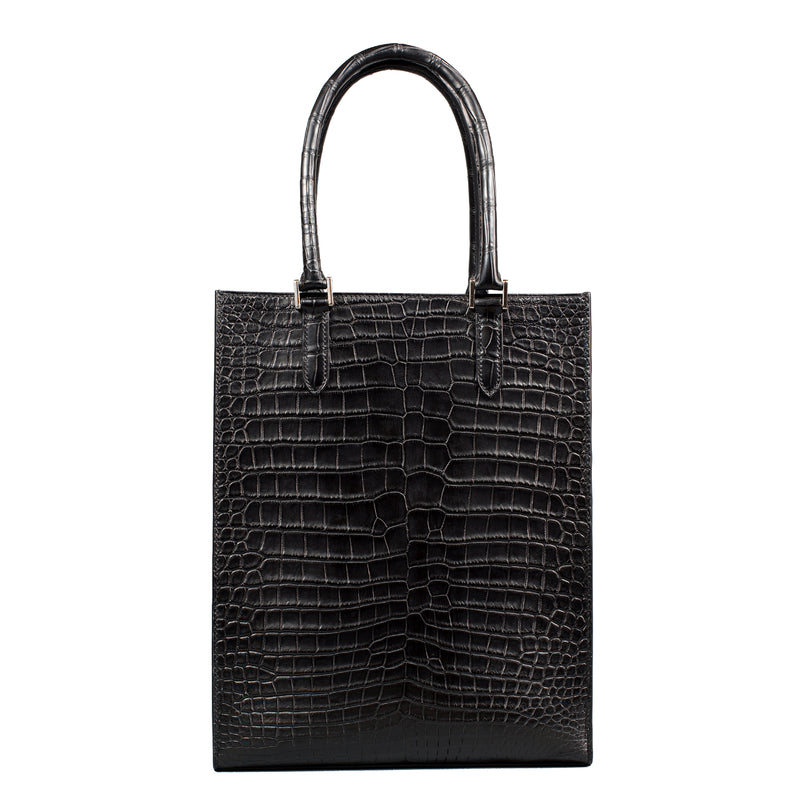Tote Bag Estuary Crocodile Leather Men's and Women's Leather Bag Black