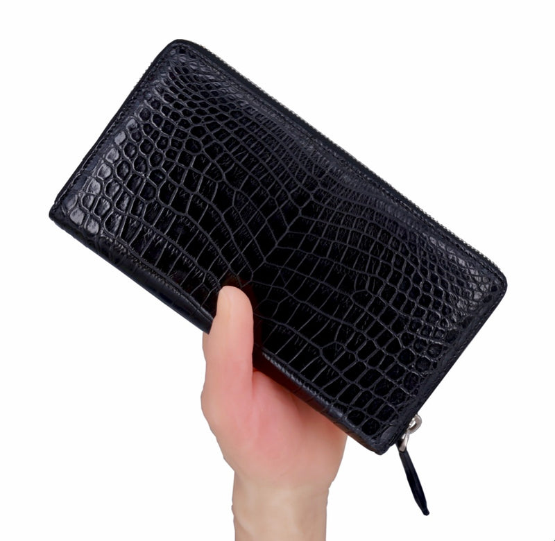checkbook wallet, purse, storage passport zipper wallet genuine nile crocodile leather