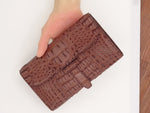 clutch leather bag for women, genuine caiman crocodile leather