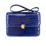 Hermès Classic Stewardess Bag Nile Crocodile Leather Agate Stone Polished Sapphire Color