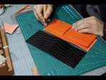 Wallet alligator leather short clip wallet dark blue colorblock