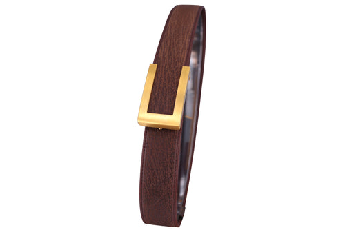 shark leather belt Nubuck style brown