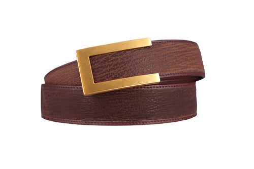 shark leather belt Nubuck style brown