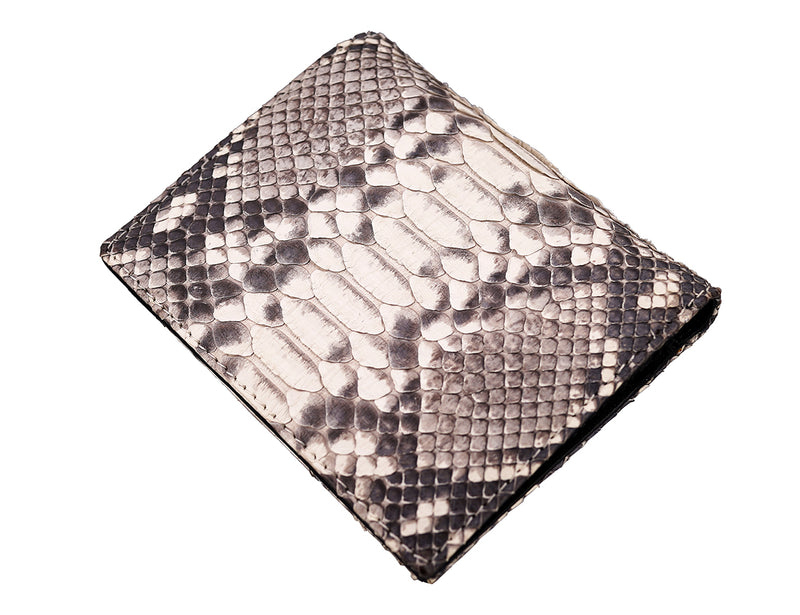 皮夾 蟒蛇皮革 短夾錢包 自然色 - FOBO CROCODILE