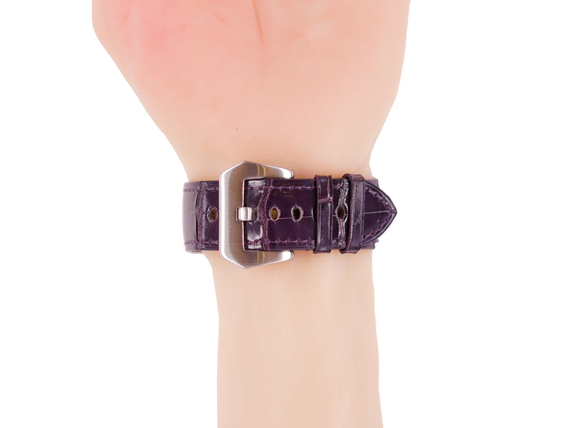 錶帶 尼羅鱷魚皮革 鱷魚皮錶帶 紫色 - FOBO CROCODILE