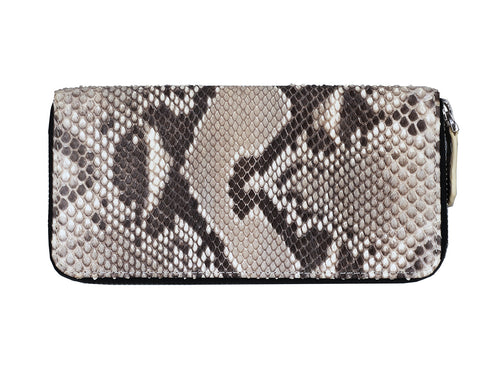 women's zipper wallet luxury exotic python leather