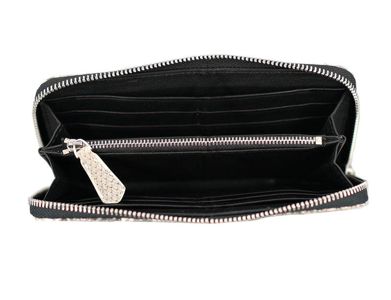 women's zipper wallet luxury exotic python leather