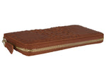 zipper wallet Genuine caiman crocodile leather save cell phone
